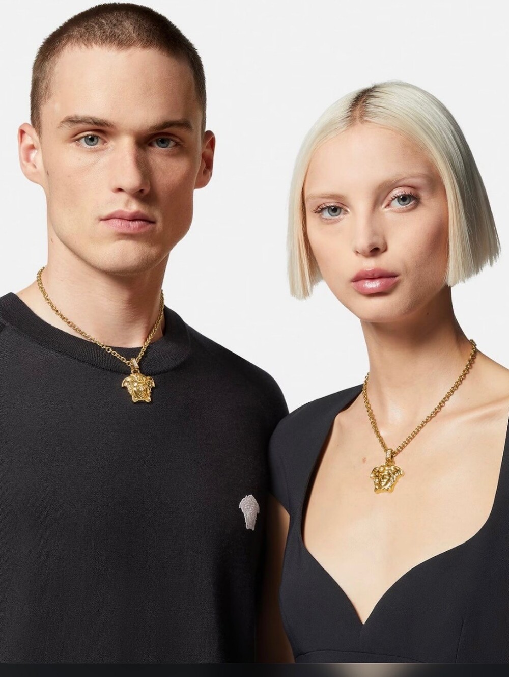 Fashion Jewelry Gold-Tone Medusa Motif Necklace and Earrings Set